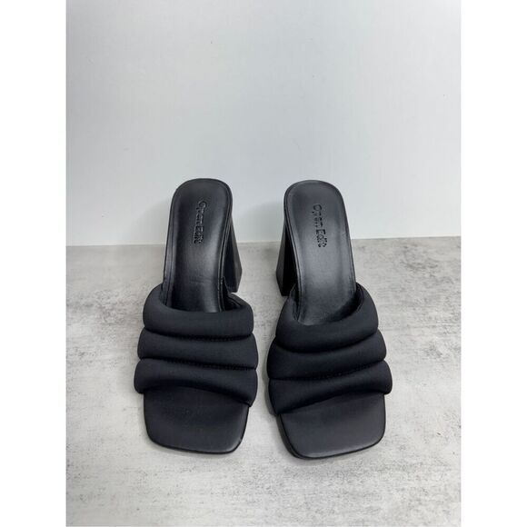 Open Edit Sandals Size 6.5‎ Black Open Toe Block Heel Fabric Upper - Picture 4 of 9